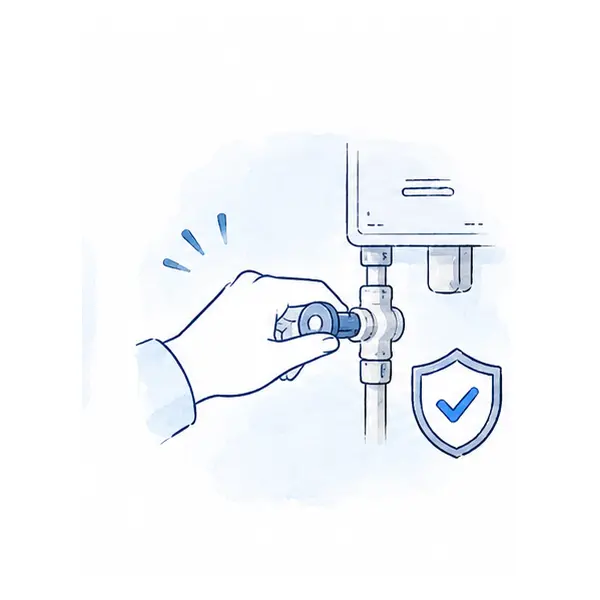 給湯器を安全に停止する応急処置のイラスト